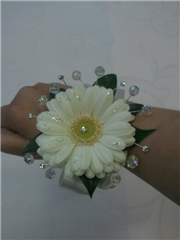 gerbera and sparkle wrist corsage